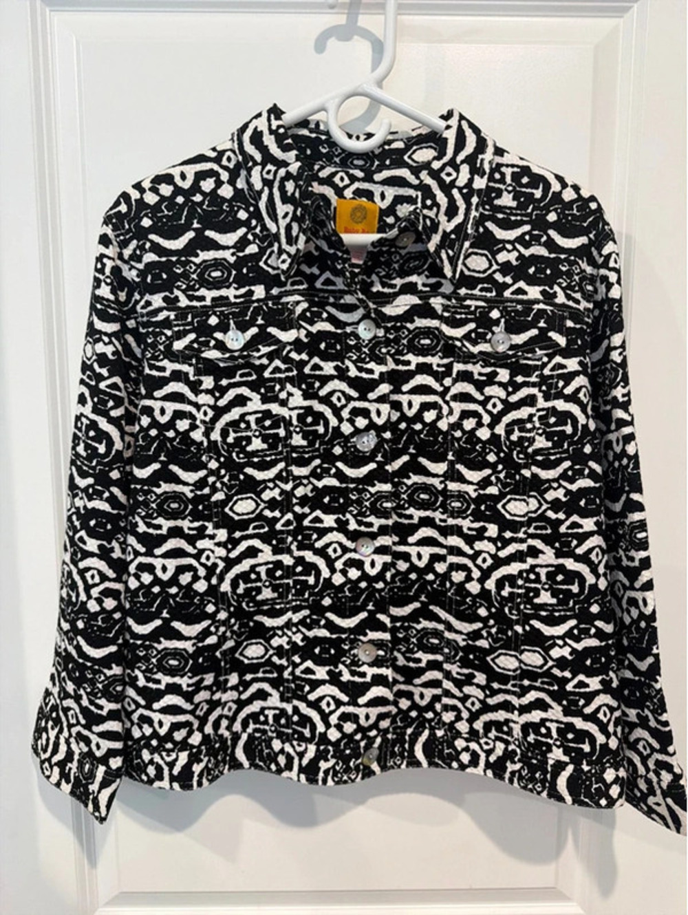 Ruby Rd Women’s XL Black White Abstract Print Button Front Jacket Shacket